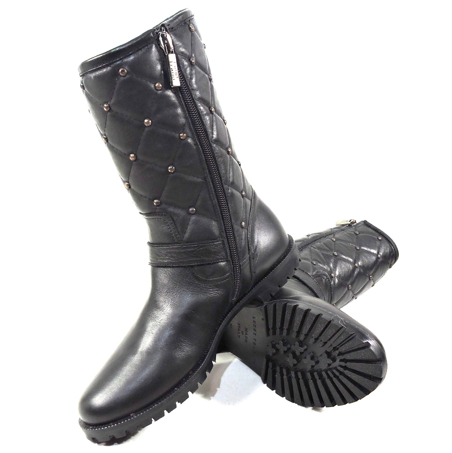 LUIGI TRAINI 🇮🇹 WOMEN'S BLACK LEATHER COMFORT WINTER BOOTS