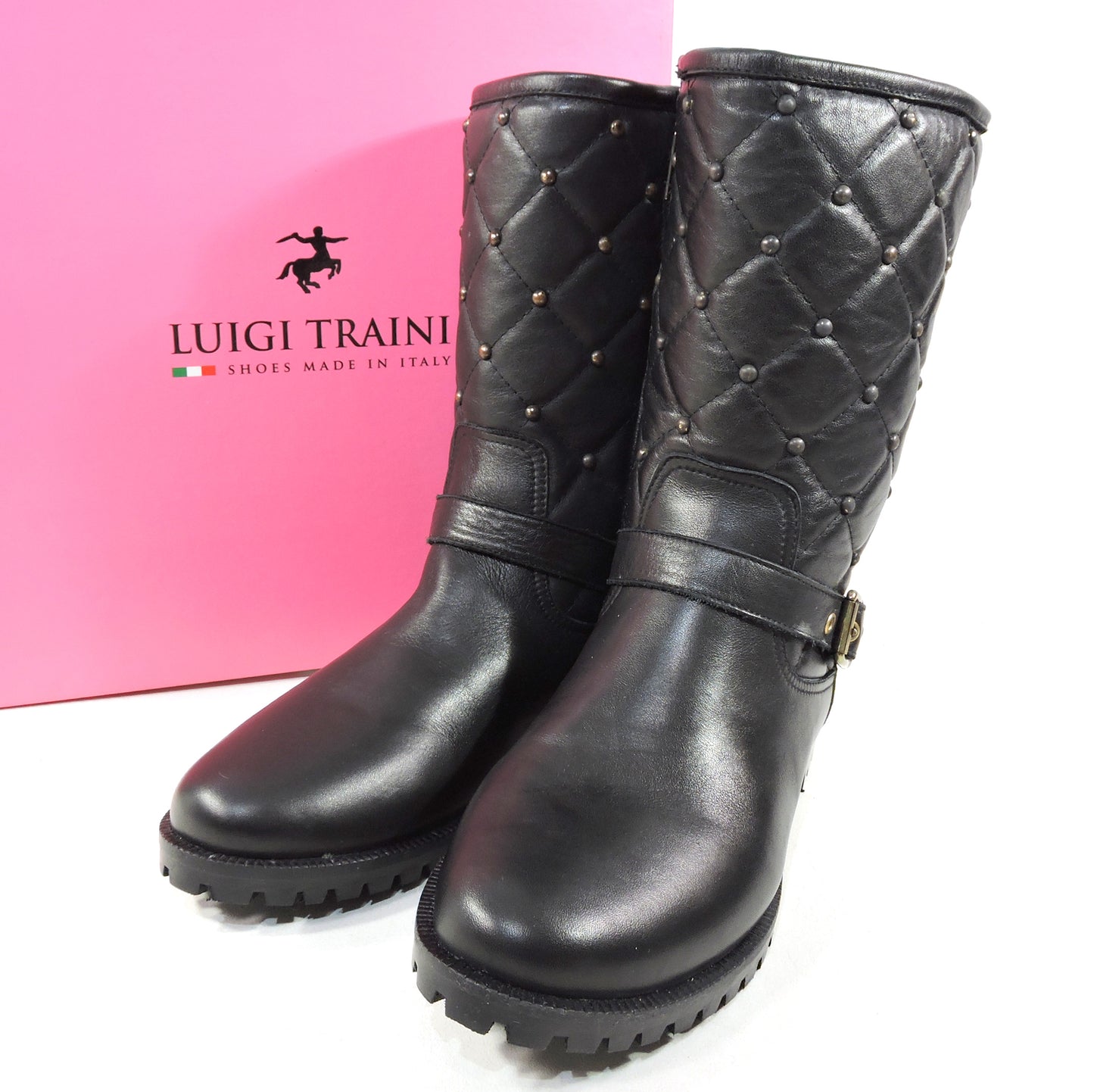 LUIGI TRAINI 🇮🇹 WOMEN'S BLACK LEATHER COMFORT WINTER BOOTS
