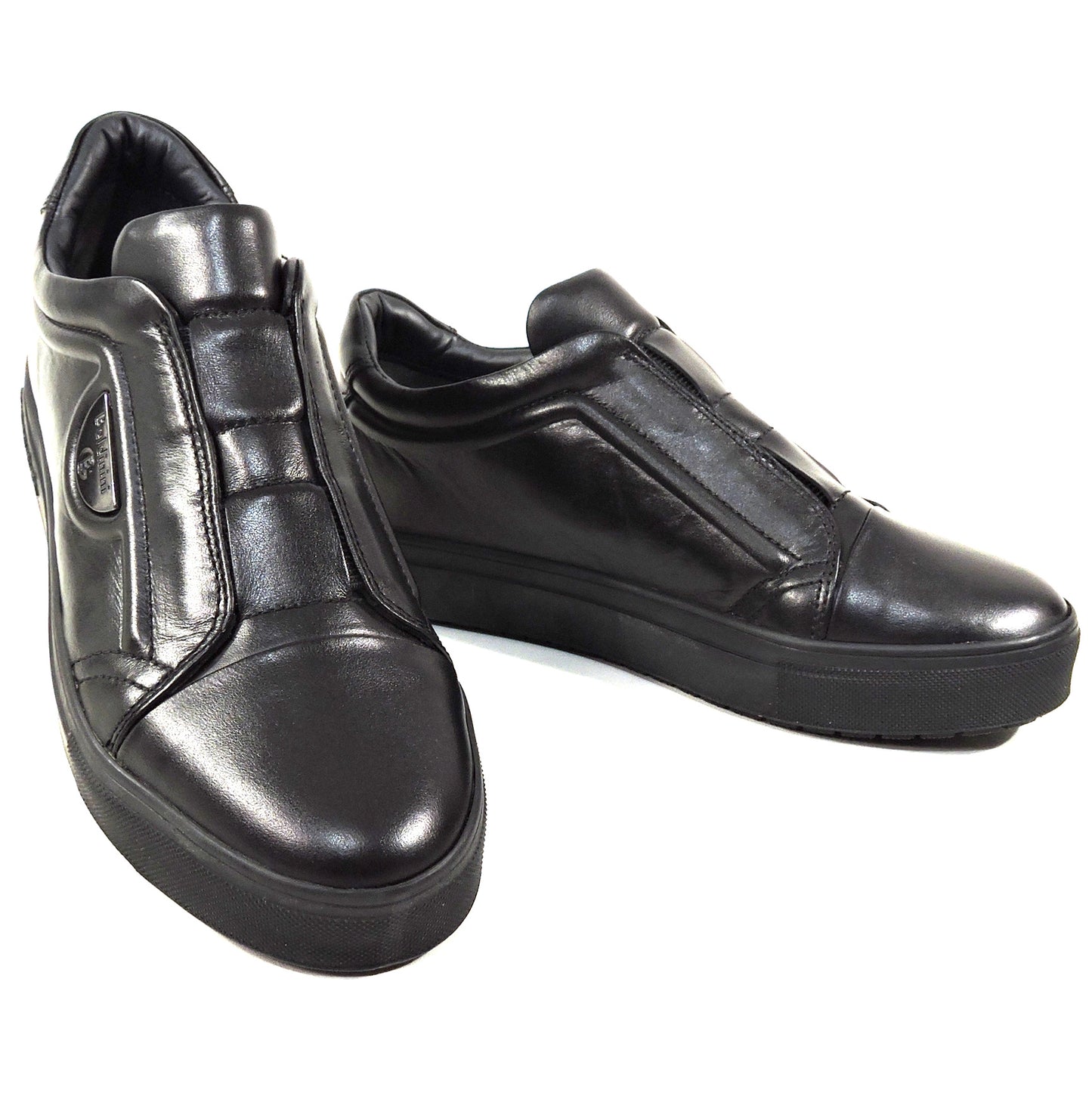 BALDININI ๐ฎ๐น MEN'S BLACK SOFT LEATHER FASHION SNEAKERS