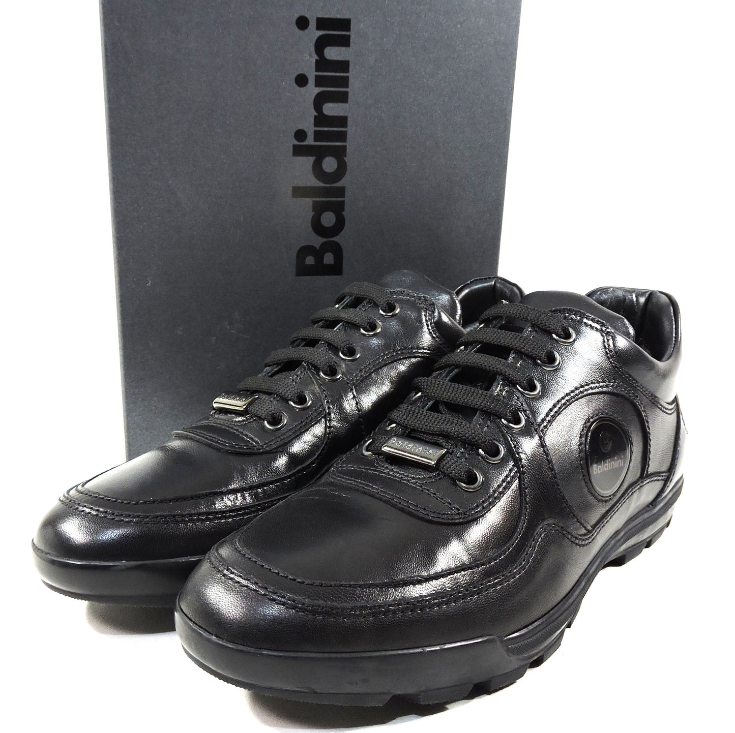BALDININI 🇮🇹 MEN'S BLACK LEATHER FASHION COMFORT SNEAKERS