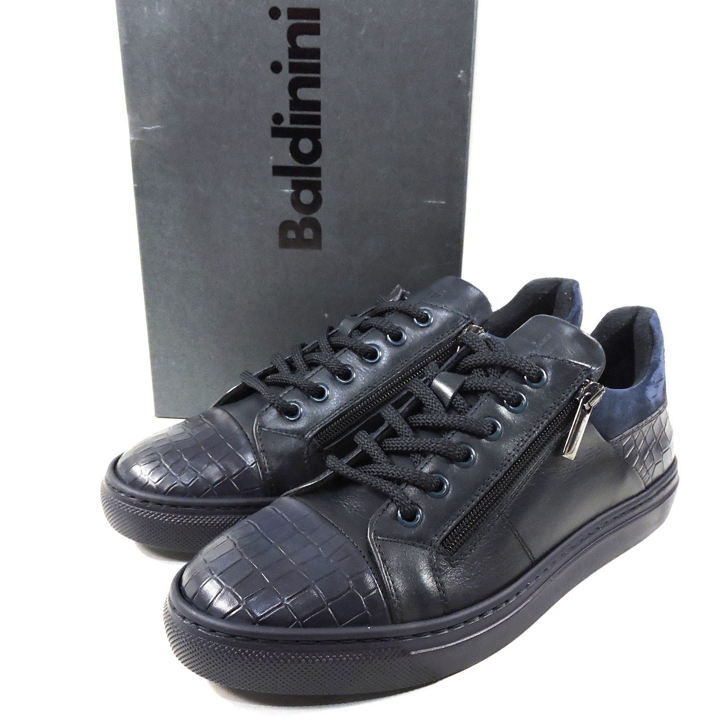 BALDININI ๐ฎ๐น MEN'S BLUE SOFT LEATHER COMFORT FASHION SNEAKERS