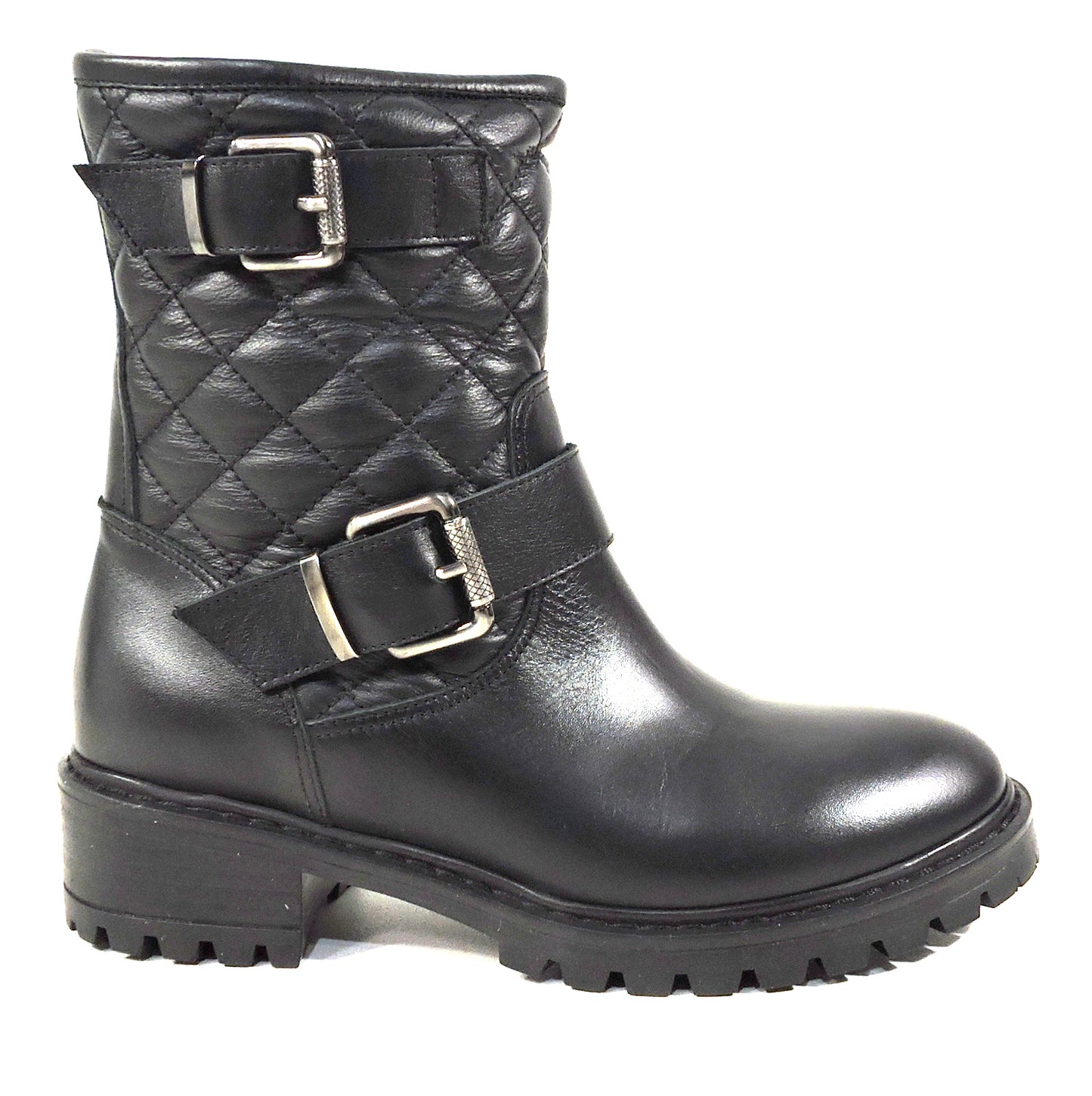 LUIGI TRAINI ๐ฎ๐น WOMEN'S BLACK SOFT LEATHER FUR WINTER BOOTIE