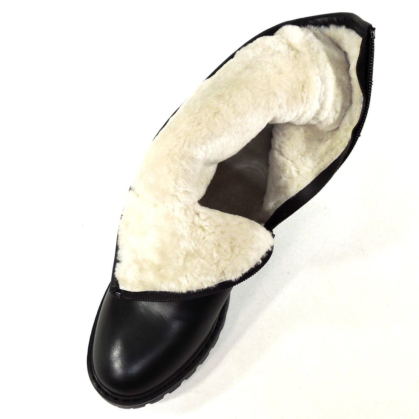 LUIGI TRAINI ๐ฎ๐น WOMEN'S BLACK SOFT LEATHER FUR WINTER BOOTIE