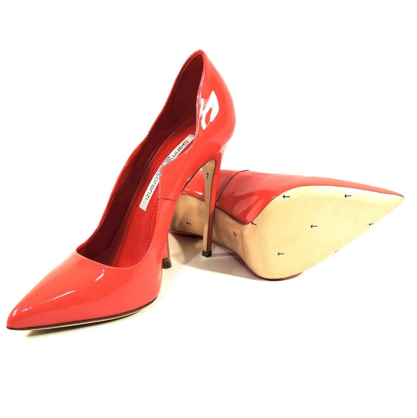 GIANMARCO LORENZI ๐ฎ๐น WOMEN'S CORAL PATENT LEATHER FASHION PUMPS