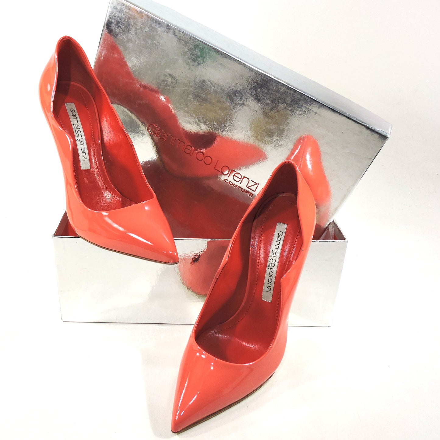 GIANMARCO LORENZI ๐ฎ๐น WOMEN'S CORAL PATENT LEATHER FASHION PUMPS