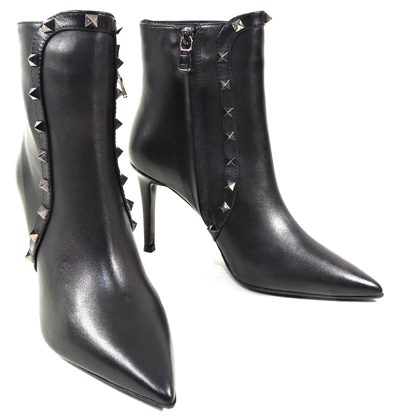 ALESSANDRO DI MARIA ๐ฎ๐น WOMEN BLACK LEATHER FASHION ANKLE BOOTIE