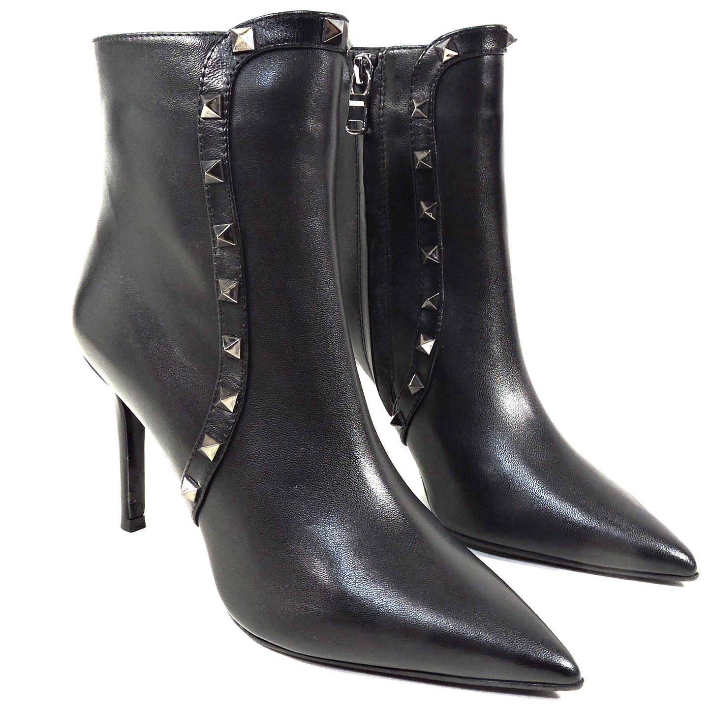 ALESSANDRO DI MARIA ๐ฎ๐น WOMEN BLACK LEATHER FASHION ANKLE BOOTIE
