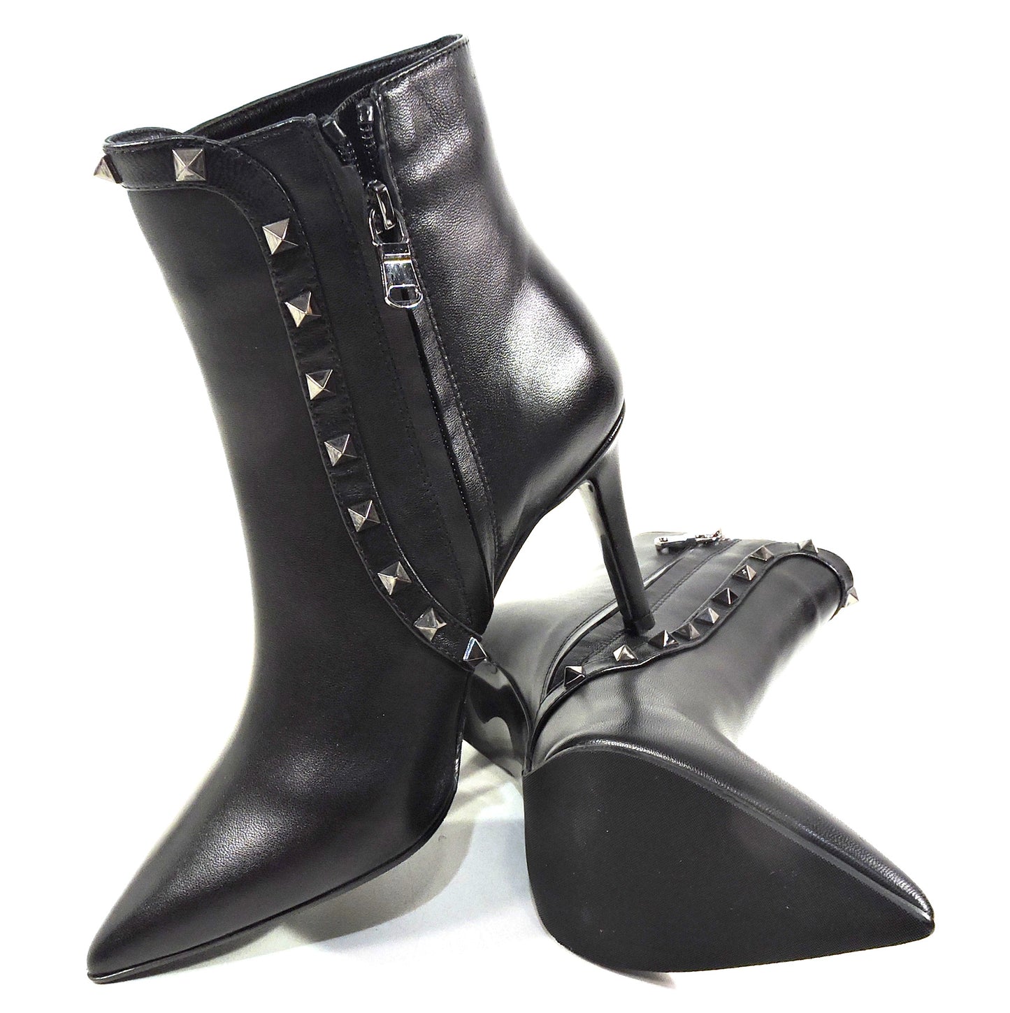 ALESSANDRO DI MARIA ๐ฎ๐น WOMEN BLACK LEATHER FASHION ANKLE BOOTIE