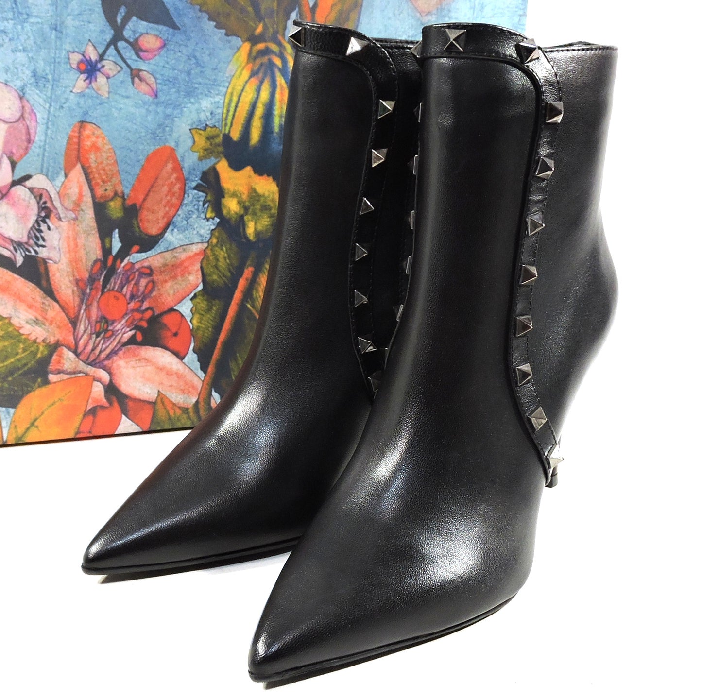 ALESSANDRO DI MARIA ๐ฎ๐น WOMEN BLACK LEATHER FASHION ANKLE BOOTIE