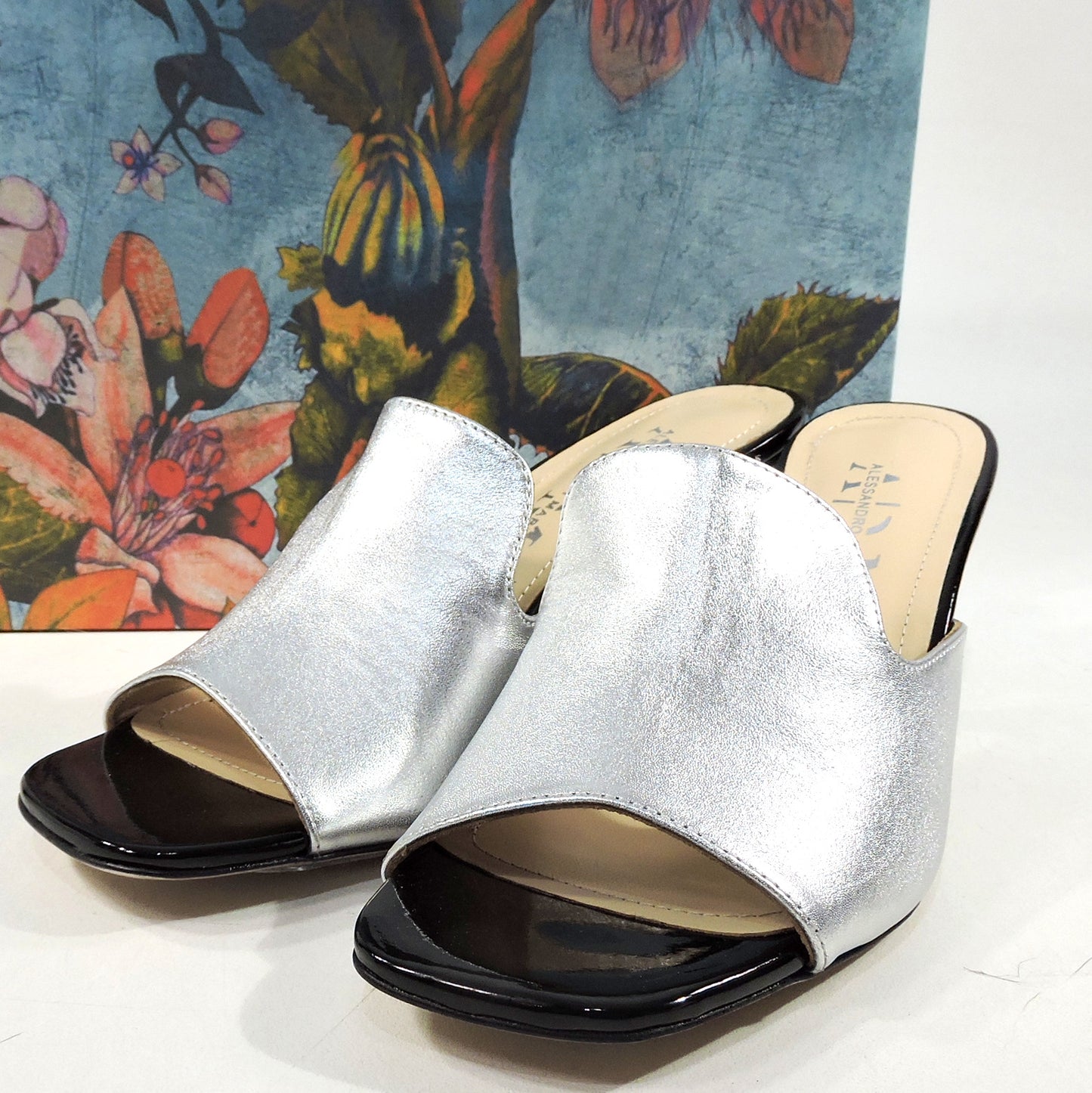 ALESSANDRO DI MARIA ๐ฎ๐น WOMEN'S SILVER LEATHER FASHION MULES