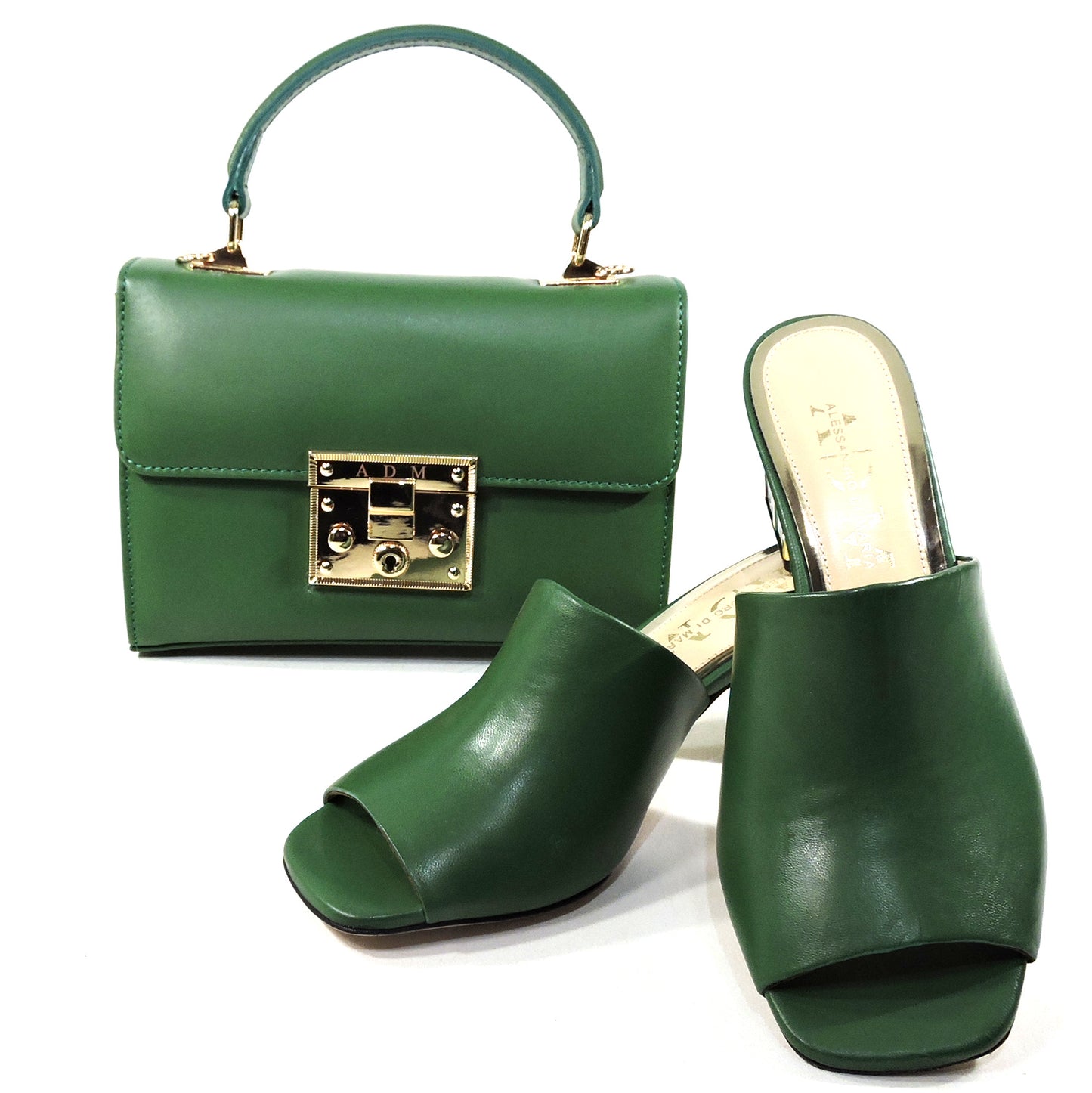 ALESSANDRO DI MARIA 🇮🇹 WOMEN'S GREEN SOFT LEATHER SUMMER MULES