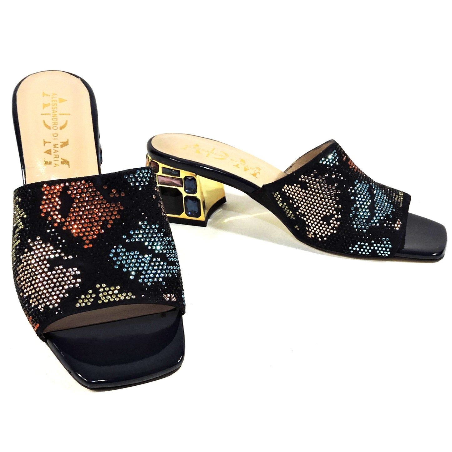 ALESSANDRO DI MARIA ๐ฎ๐น WOMEN'S BLACK SUEDE SUMMER COMFORT MULES