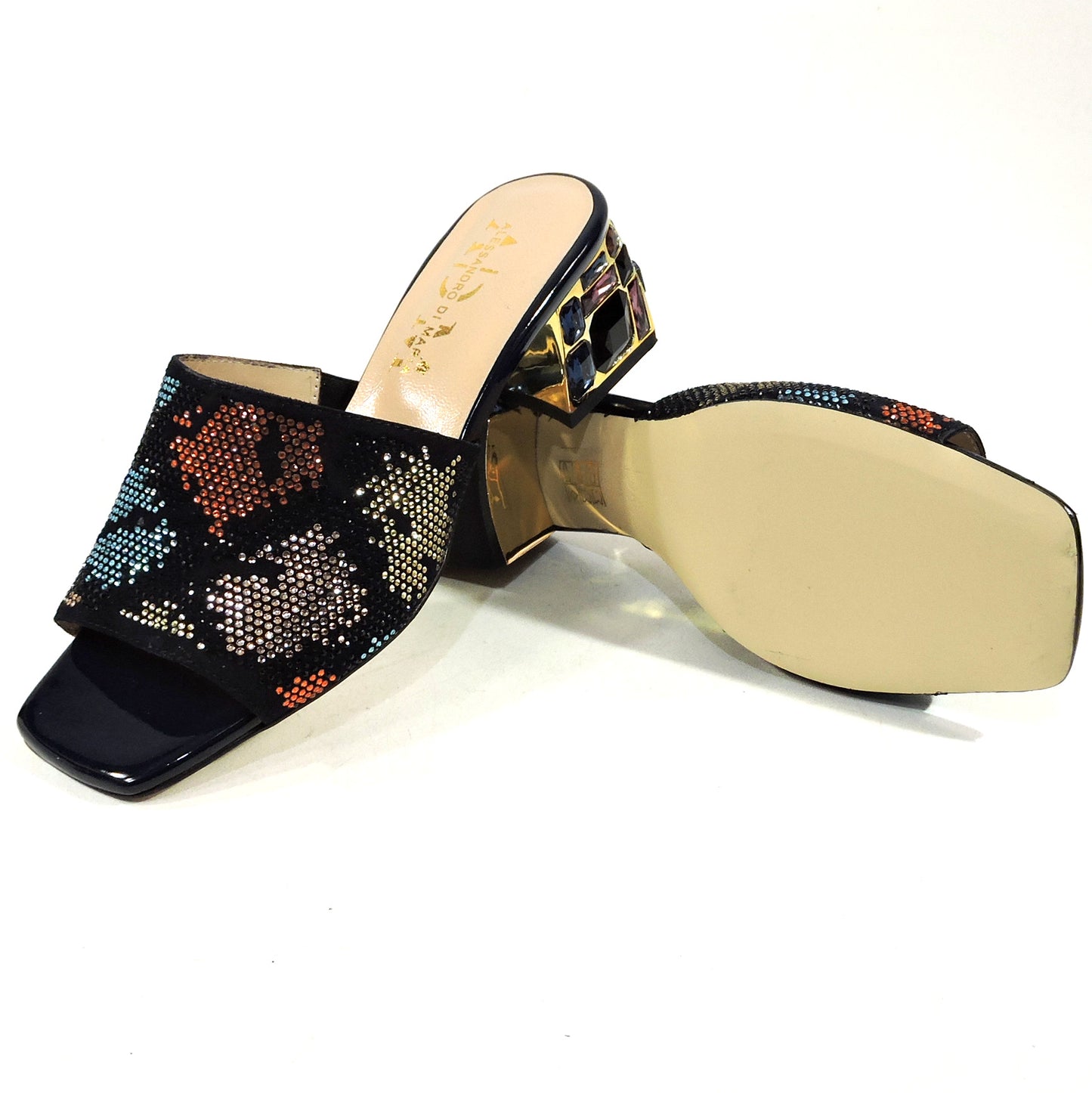 ALESSANDRO DI MARIA ๐ฎ๐น WOMEN'S BLACK SUEDE SUMMER COMFORT MULES
