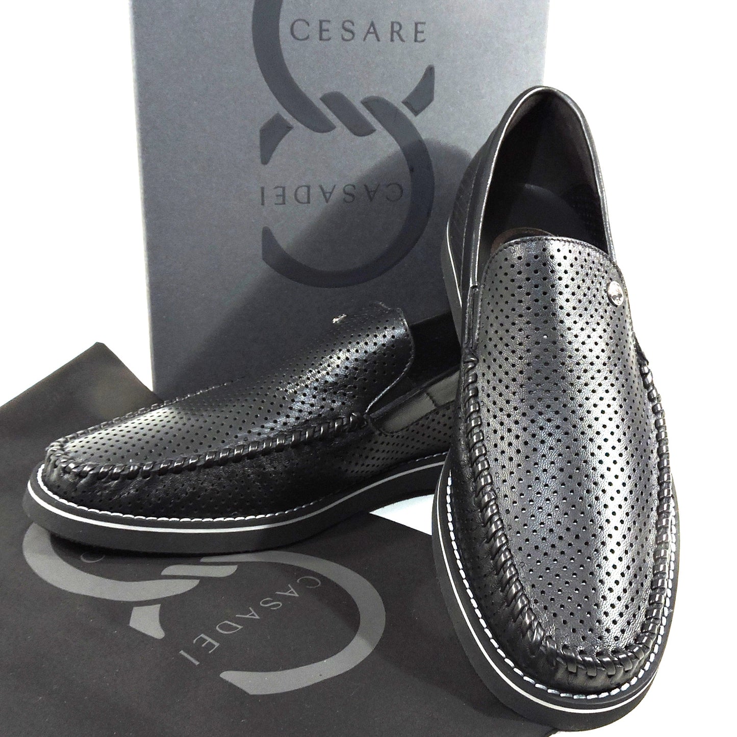 CASADEI ๐ฎ๐น MEN'S BLACK SOFT LEATHER COMFORT SUMMER LOAFERS