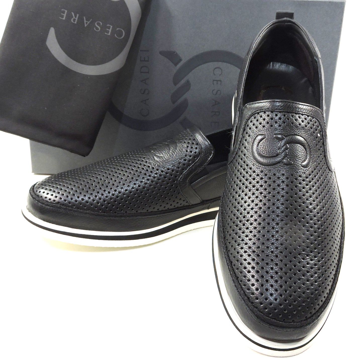 CASADEI š®š¹ MEN'S BLACK SOFT LEATHER COMFORT SUMMER LOAFERS