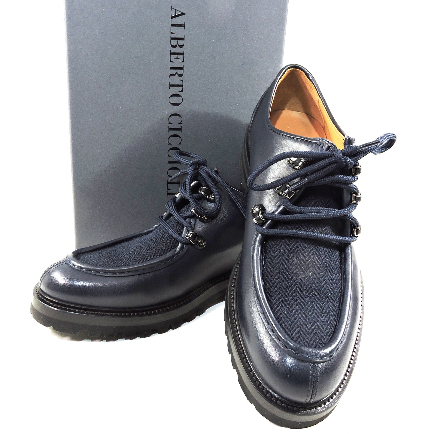 ALBERTO CICCIOLI ๐ฎ๐น MEN'S BLUE LEATHER FASHION OXFORD SHOES