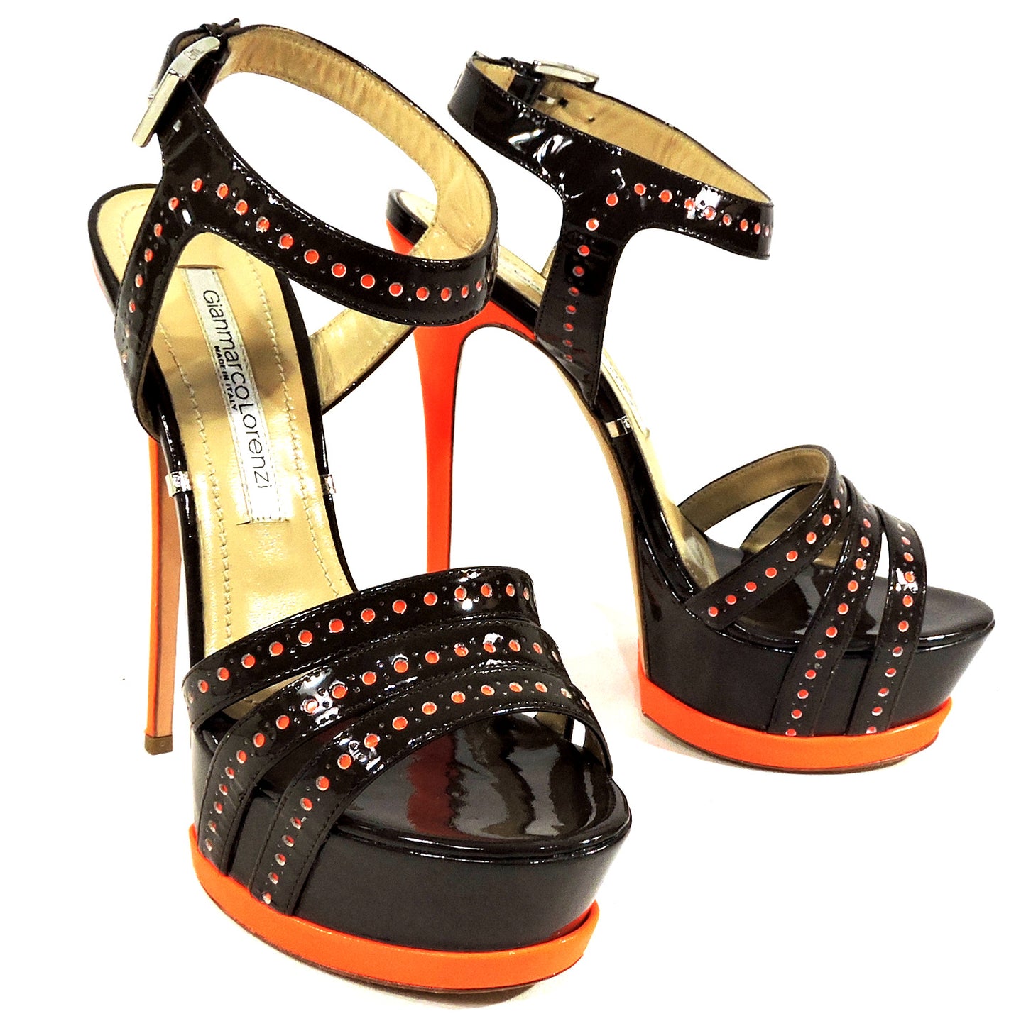 GIANMARCO LORENZI 🇮🇹 WOMEN'S BROWN LEATHER FASHION PLATFORM SANDALS