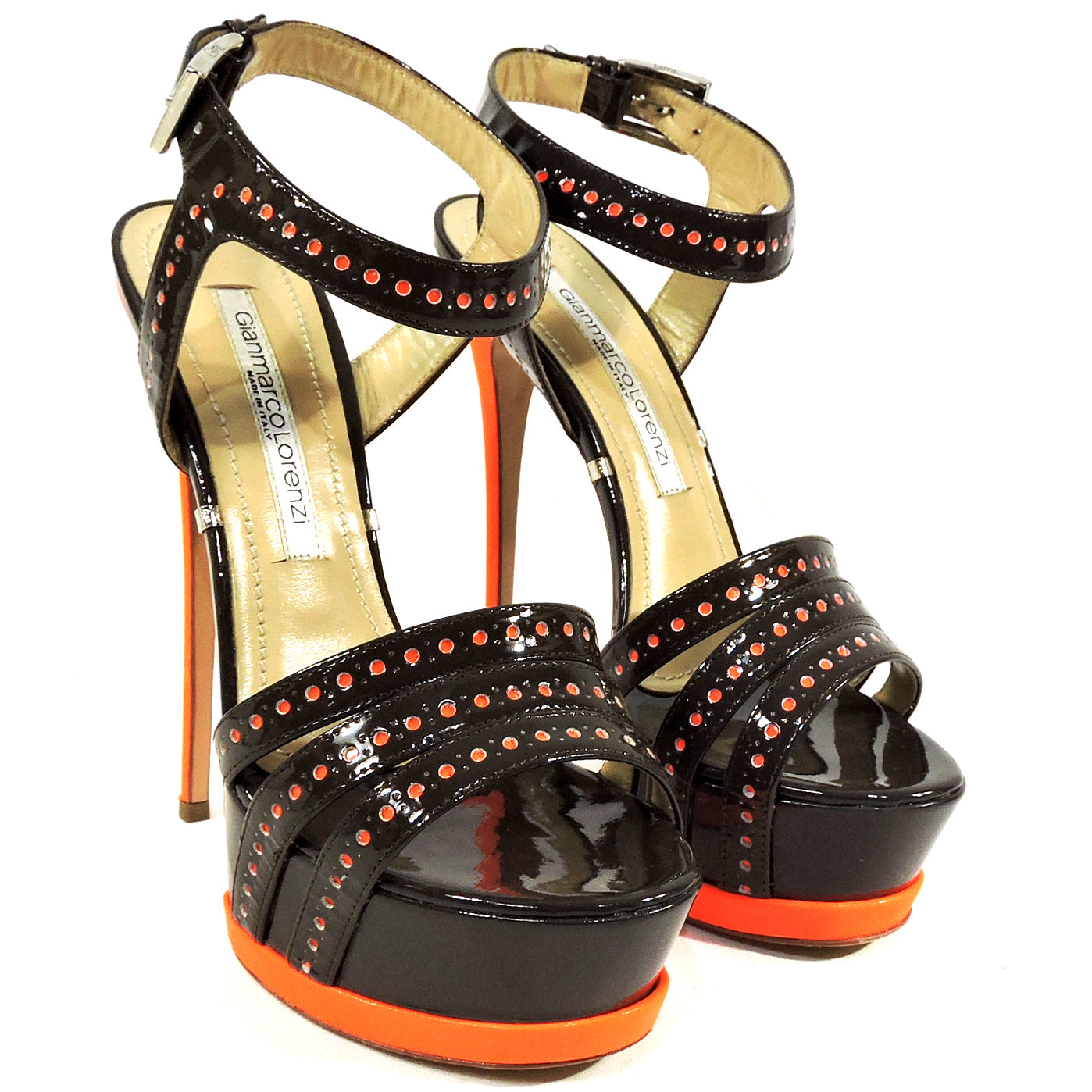 GIANMARCO LORENZI 🇮🇹 WOMEN'S BROWN LEATHER FASHION PLATFORM SANDALS