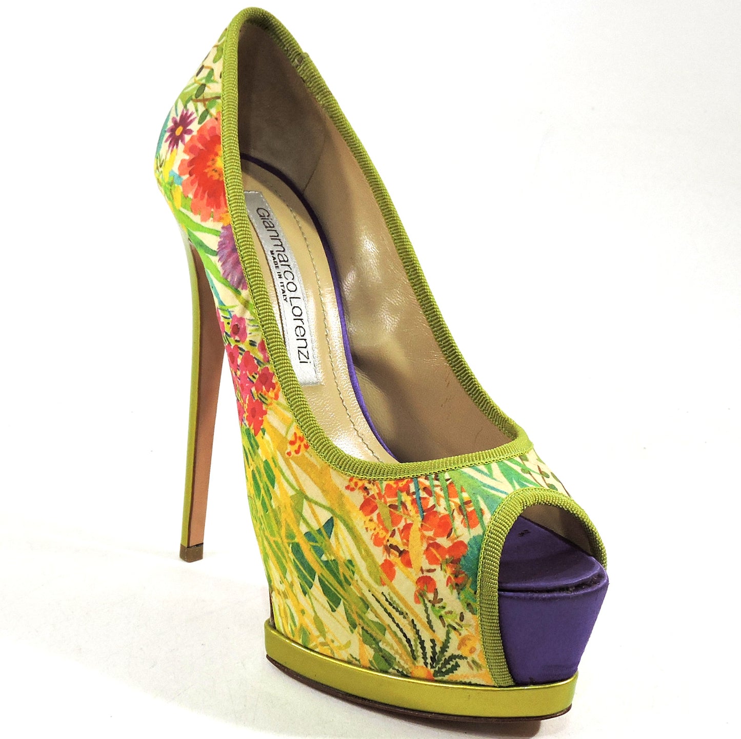 GIANMARCO LORENZI 🇮🇹 WOMEN'S MULTICOLOR SATIN FASHION PLATFORM SANDALS
