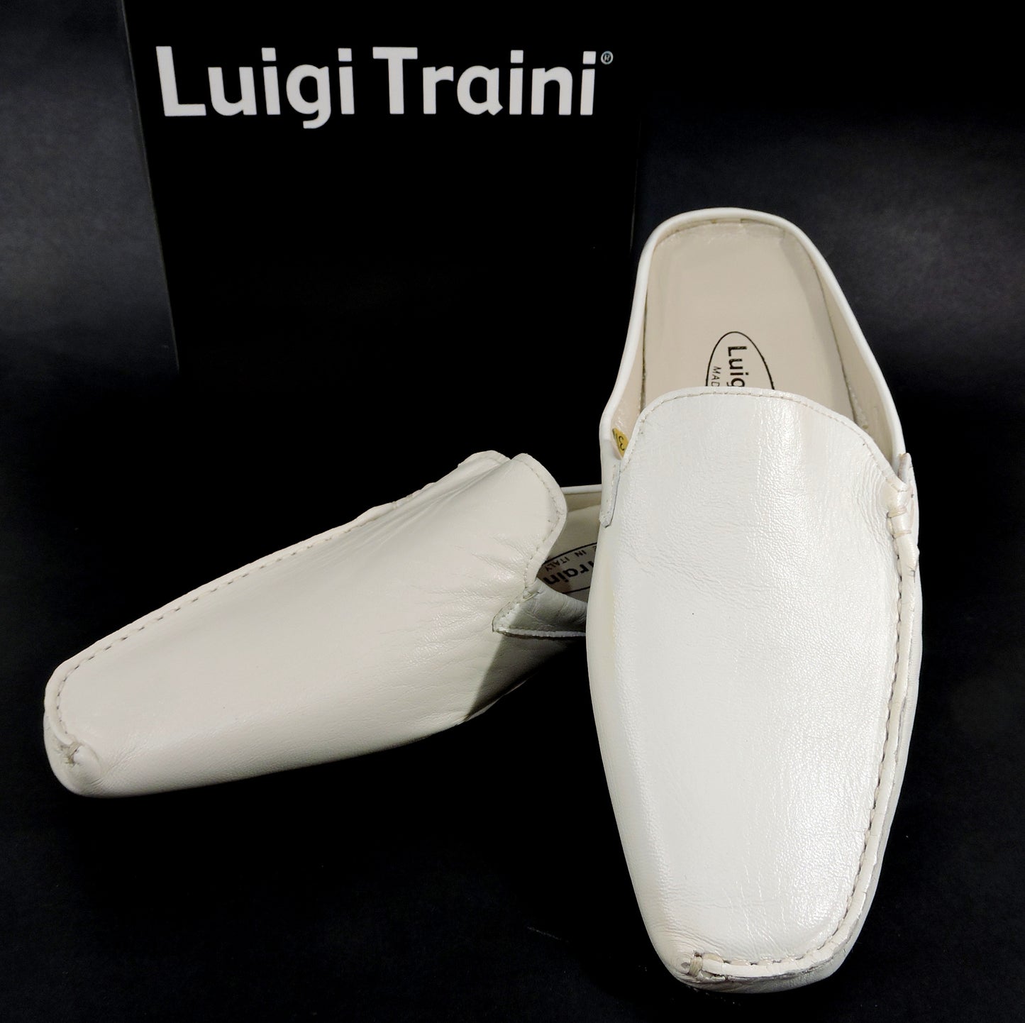 LUIGI TRAINI ๐ฎ๐น WOMEN'S WHITE SOFT LEATHER COMFORT SUMMER FLAT MULES