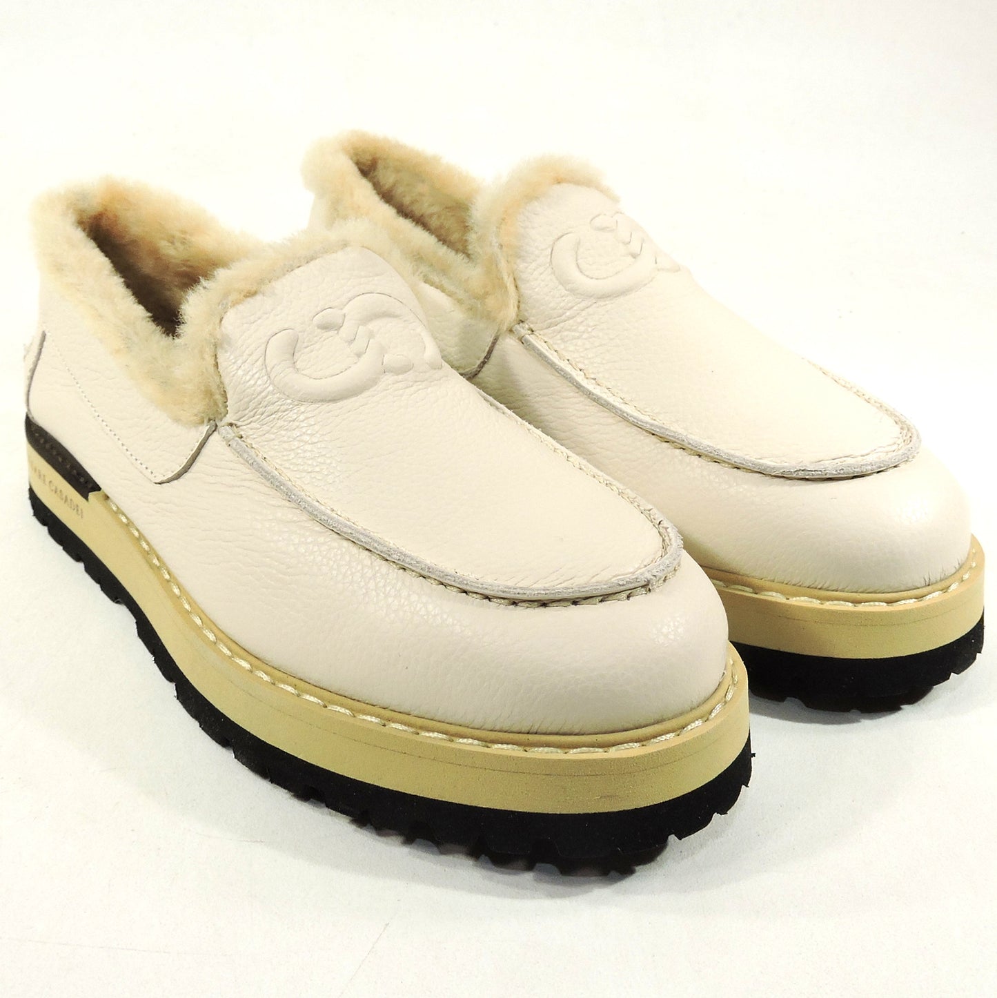 CASADEI ๐ฎ๐น WOMEN'S SOFT BEIGE LEATHER MERINO FUR WINTER LOAFERS