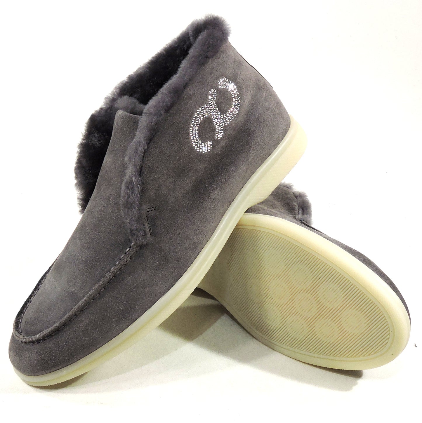 CASADEI ๐ฎ๐น WOMEN'S GREY SUEDE MERINO FUR WINTER BOOTIE