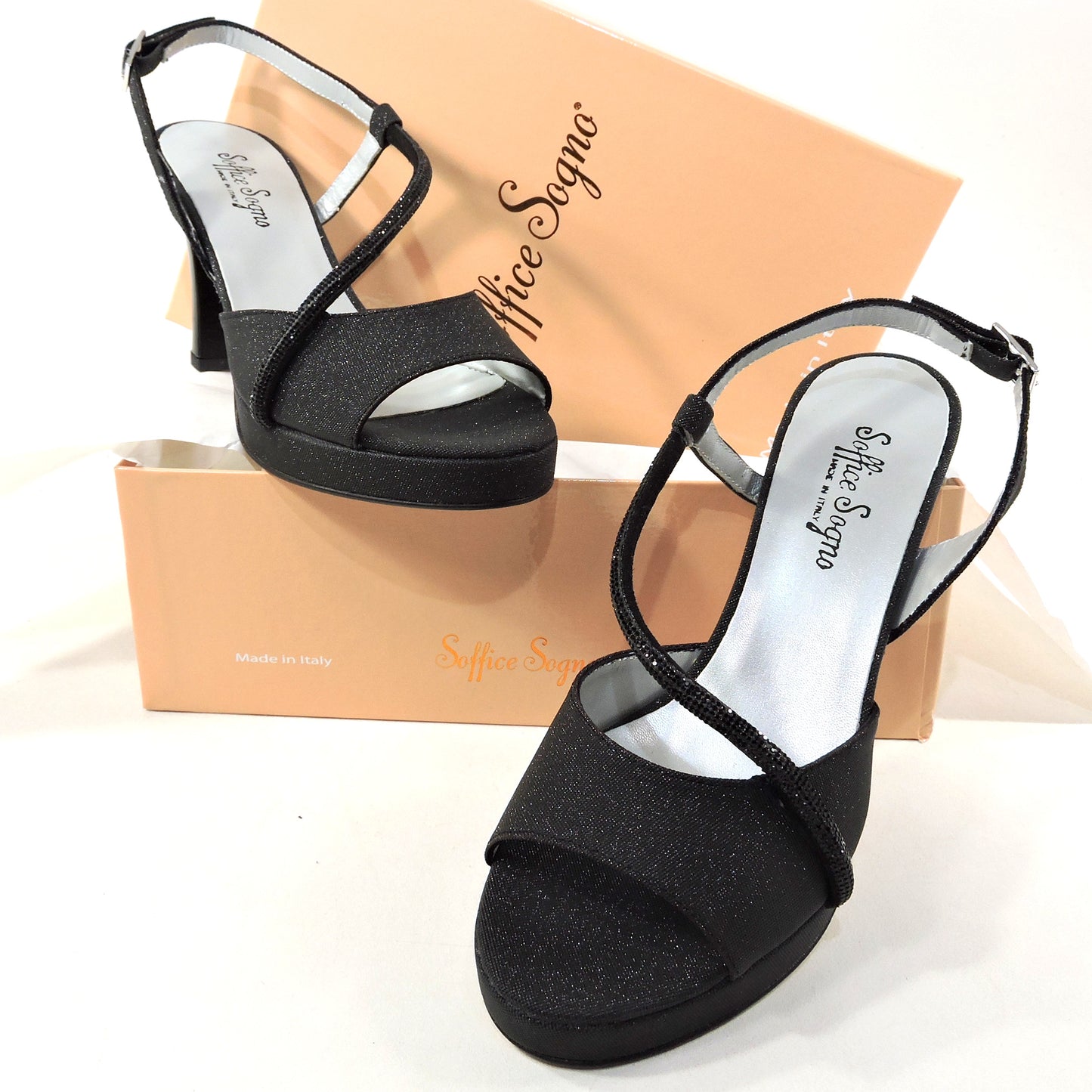 SOFFICE SOGNO ๐ฎ๐น WOMEN'S BLACK FABRIC FASHION SANDALS