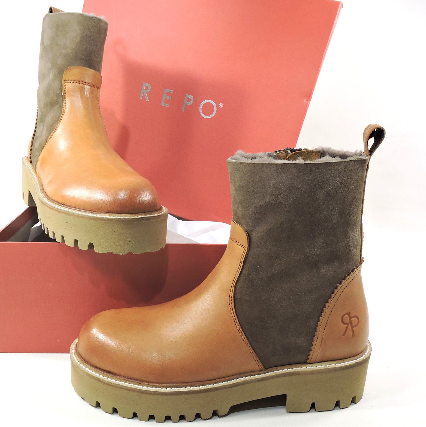 REPO 🇮🇹 WOMEN'S BROWN LEATHER COMFORT WINTER BOOTIE