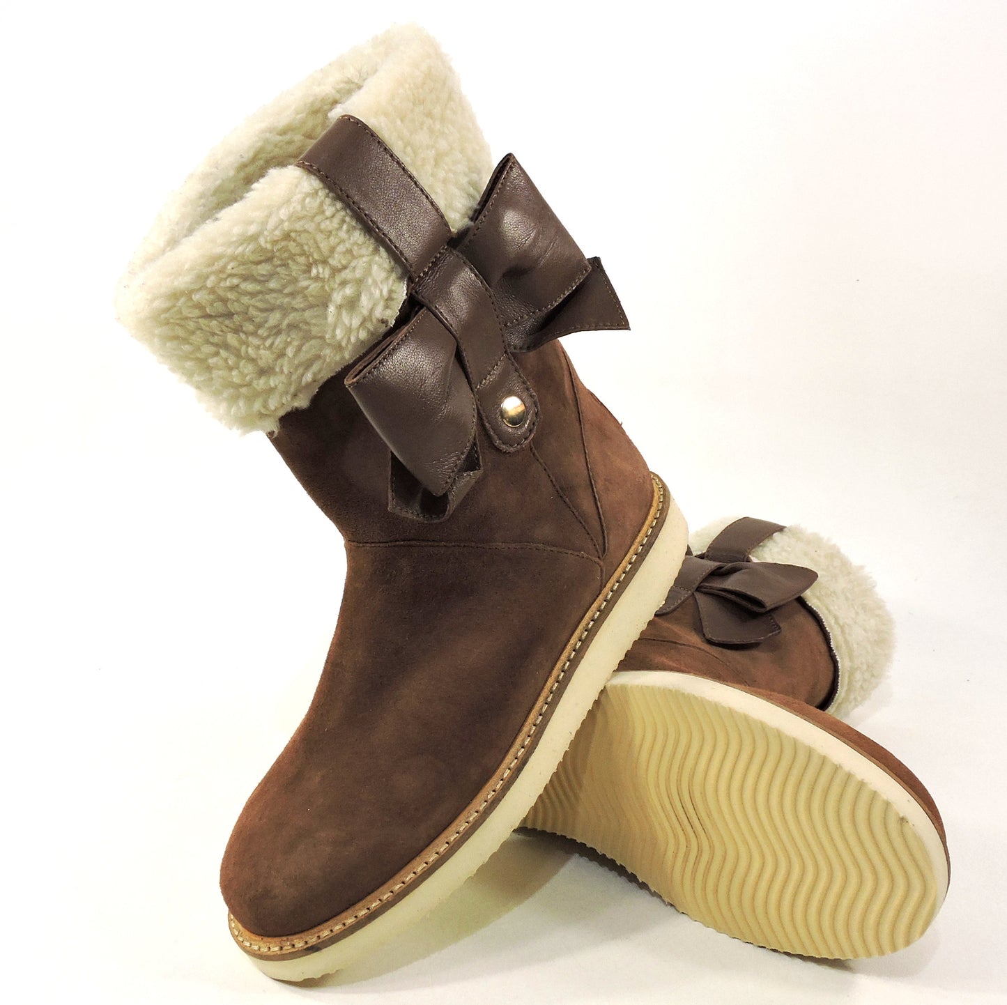 RED VALENTINO ๐ฎ๐น WOMEN'S BROWN SUEDE COMFORT WINTER BOOTIE
