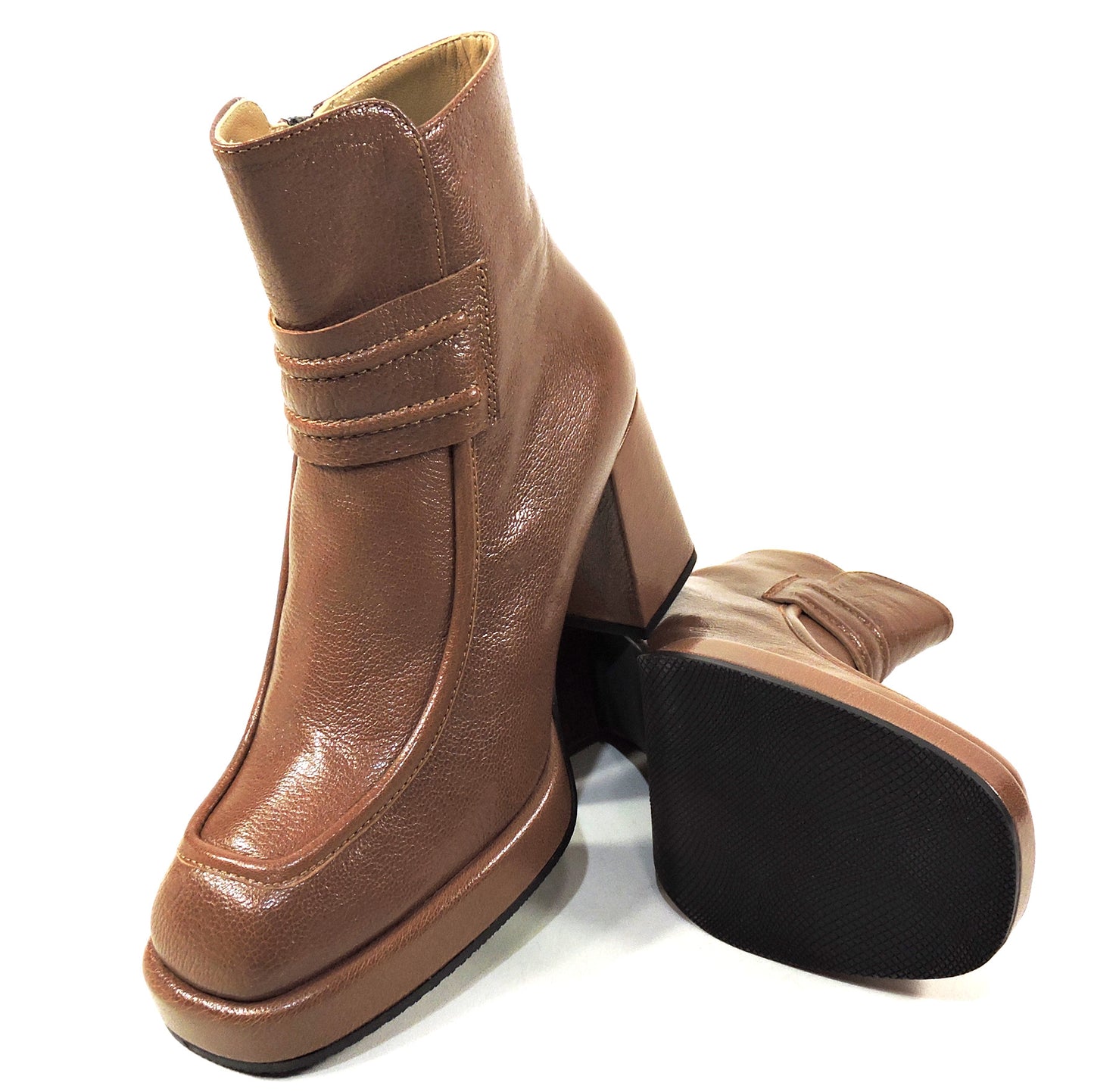CHIARA COLINI 🇮🇹 WOMEN'S BROWN SOFT LEATHER WINTER COMFORT BOOTIE