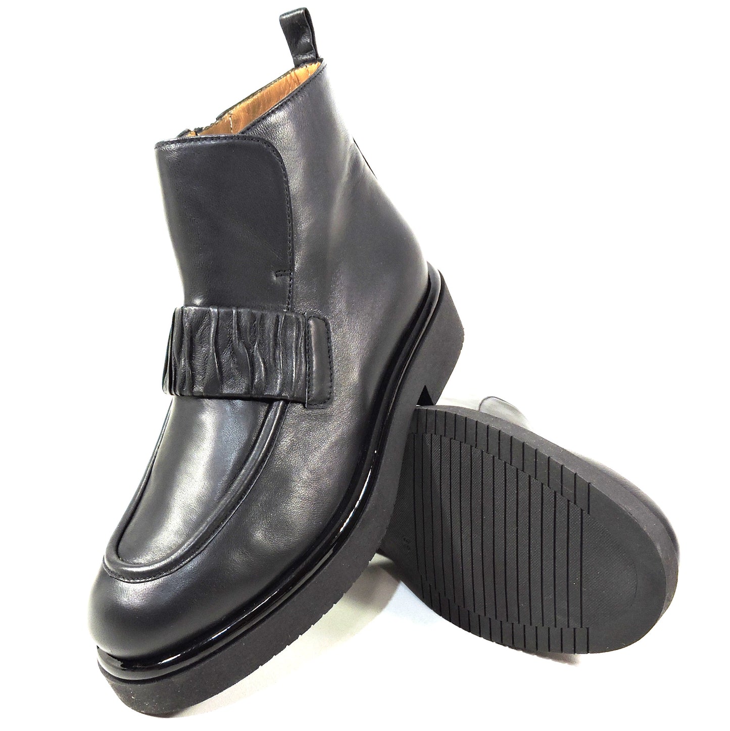 CHIARA COLINI ๐ฎ๐น WOMEN'S BLACK SOFT LEATHER WINTER COMFORT BOOTIE