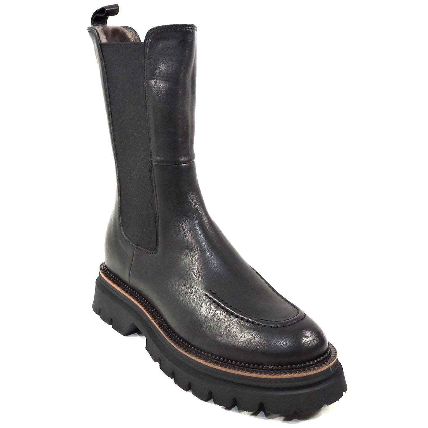 CHIARA COLINI ๐ฎ๐น WOMEN'S BLACK SOFT LEATHER WINTER FUR CHELSY BOOTIE BOUTIQUE