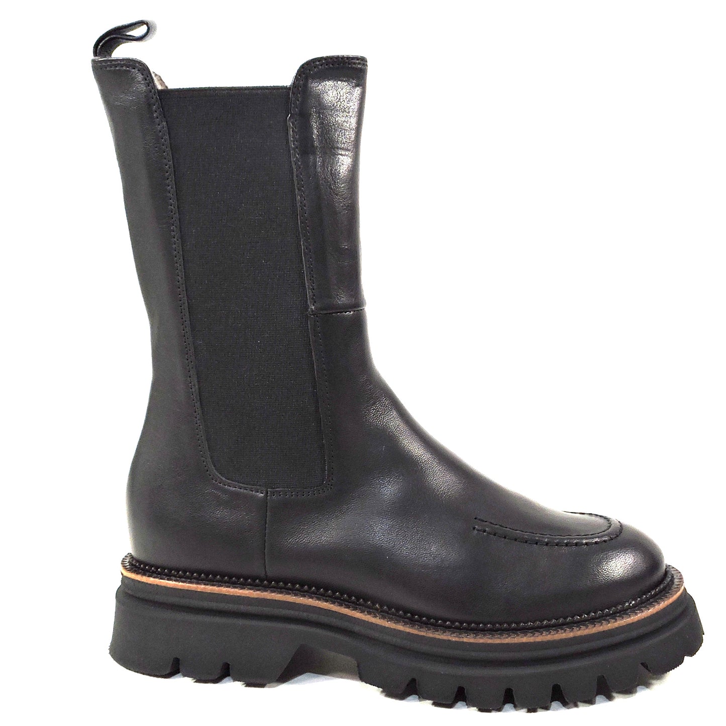 CHIARA COLINI ๐ฎ๐น WOMEN'S BLACK SOFT LEATHER WINTER FUR CHELSY BOOTIE BOUTIQUE