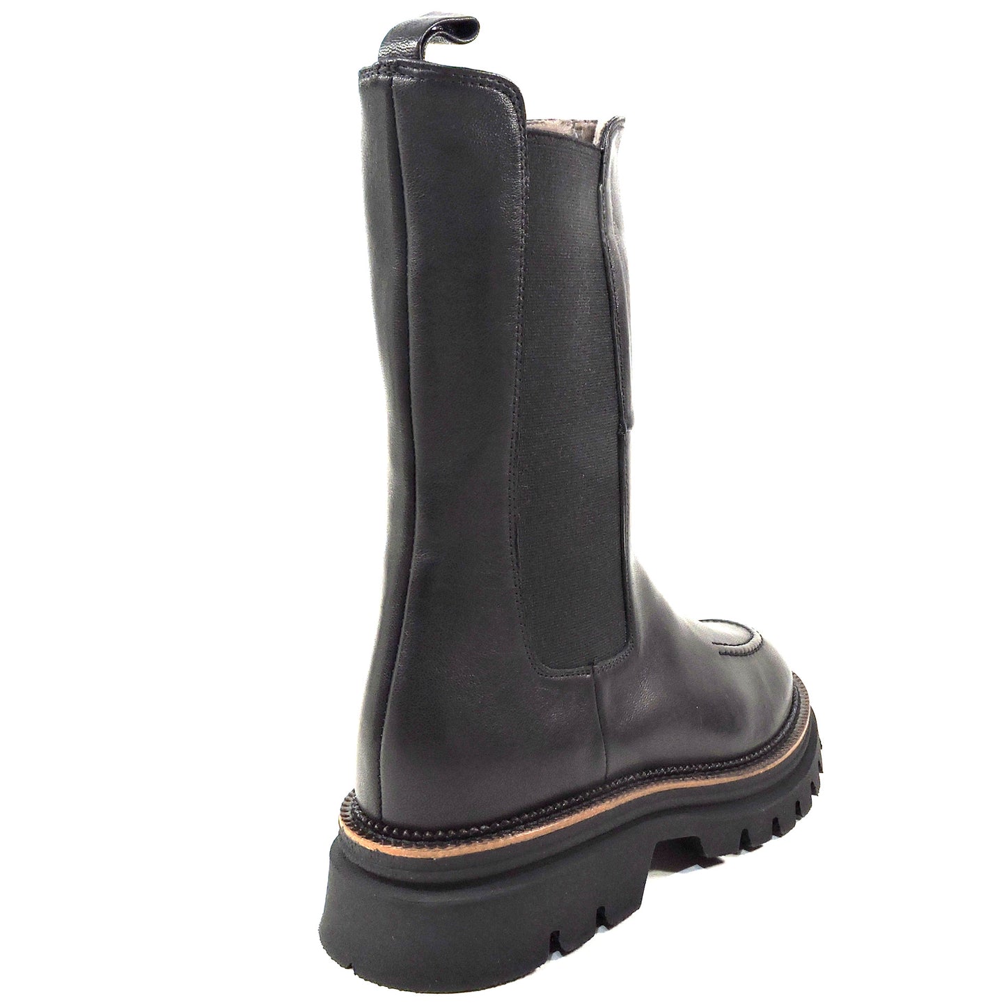 CHIARA COLINI ๐ฎ๐น WOMEN'S BLACK SOFT LEATHER WINTER FUR CHELSY BOOTIE BOUTIQUE