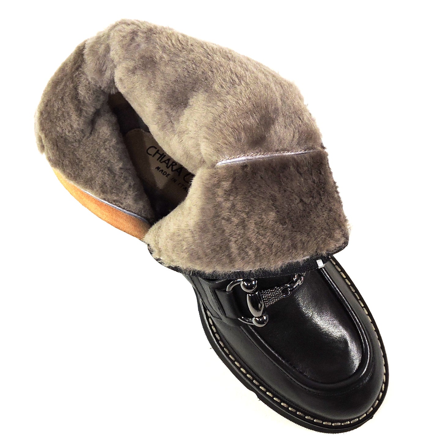 CHIARA COLINI ๐ฎ๐น WOMEN'S BLACK SOFT LEATHER WINTER COMFORT FUR BOOTIE