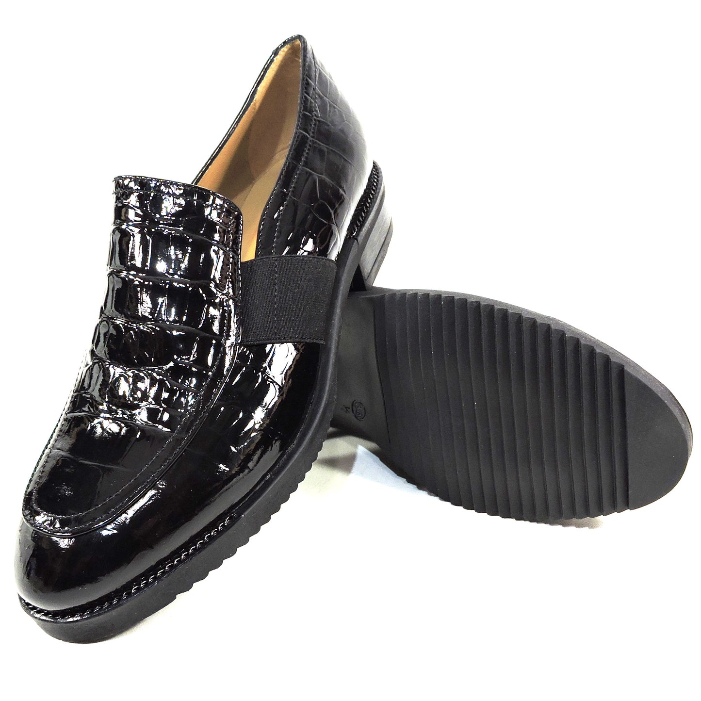 CHIARA COLINI ๐ฎ๐น WOMEN'S BLACK PATENT LEATHER COMFORT FASHION LOAFERS