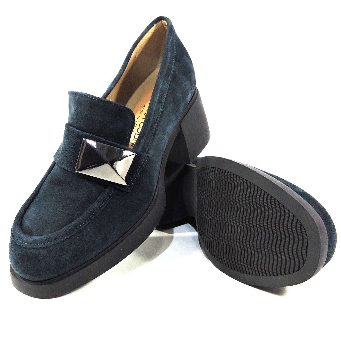 CHIARA COLINI ๐ฎ๐น WOMEN'S NAVY BLUE SUEDE COMFORT FASHION LOAFERS