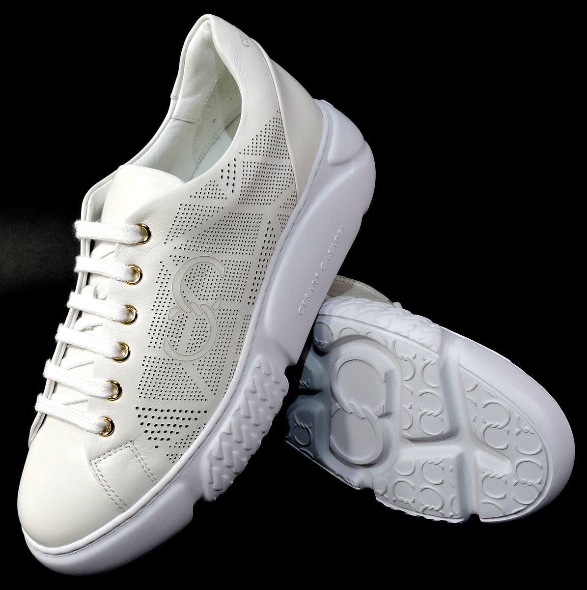CASADEI 🇮🇹 WOMEN'S OFF WHITE LEATHER COMFORT FASHION SNEAKERS