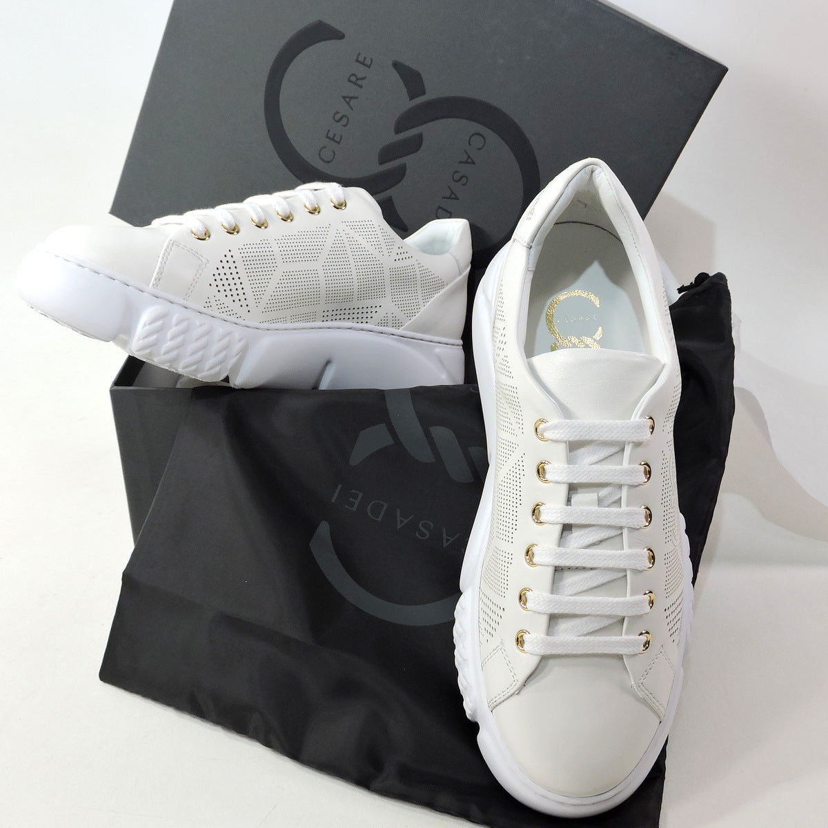 CASADEI 🇮🇹 WOMEN'S OFF WHITE LEATHER COMFORT FASHION SNEAKERS
