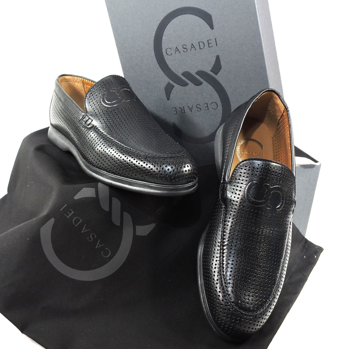 CASADEI 🇮🇹 MEN'S BLACK SOFT LEATHER COMFORT SUMMER LOAFERS