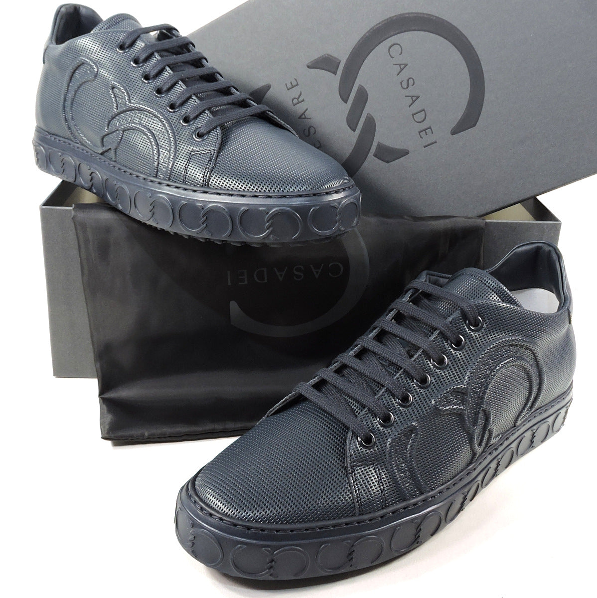 CASADEI 🇮🇹 MEN'S BLUE LEATHER COMFORT FASHION SNEAKERS