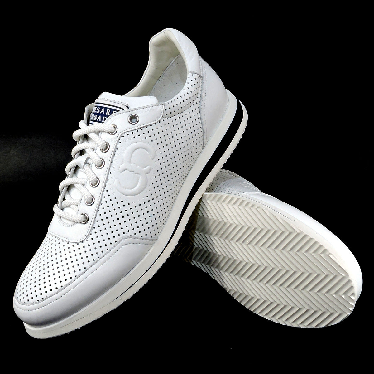 CASADEI 🇮🇹 MEN'S BLACK SOFT LEATHER COMFORT FASHION SNEAKERS