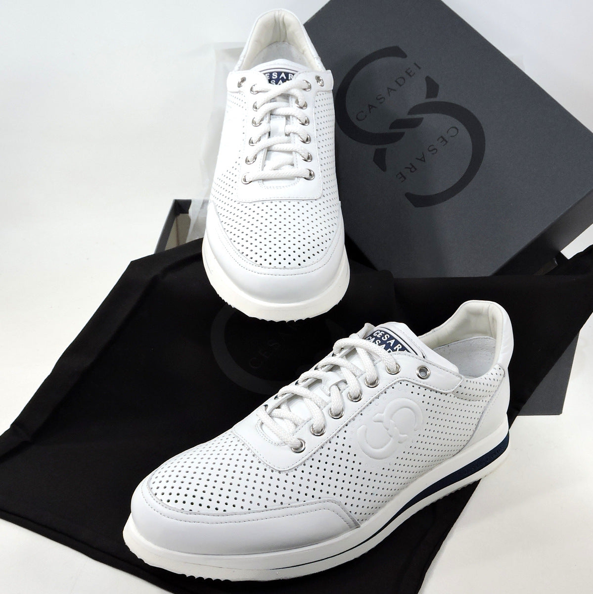 CASADEI 🇮🇹 MEN'S BLACK SOFT LEATHER COMFORT FASHION SNEAKERS