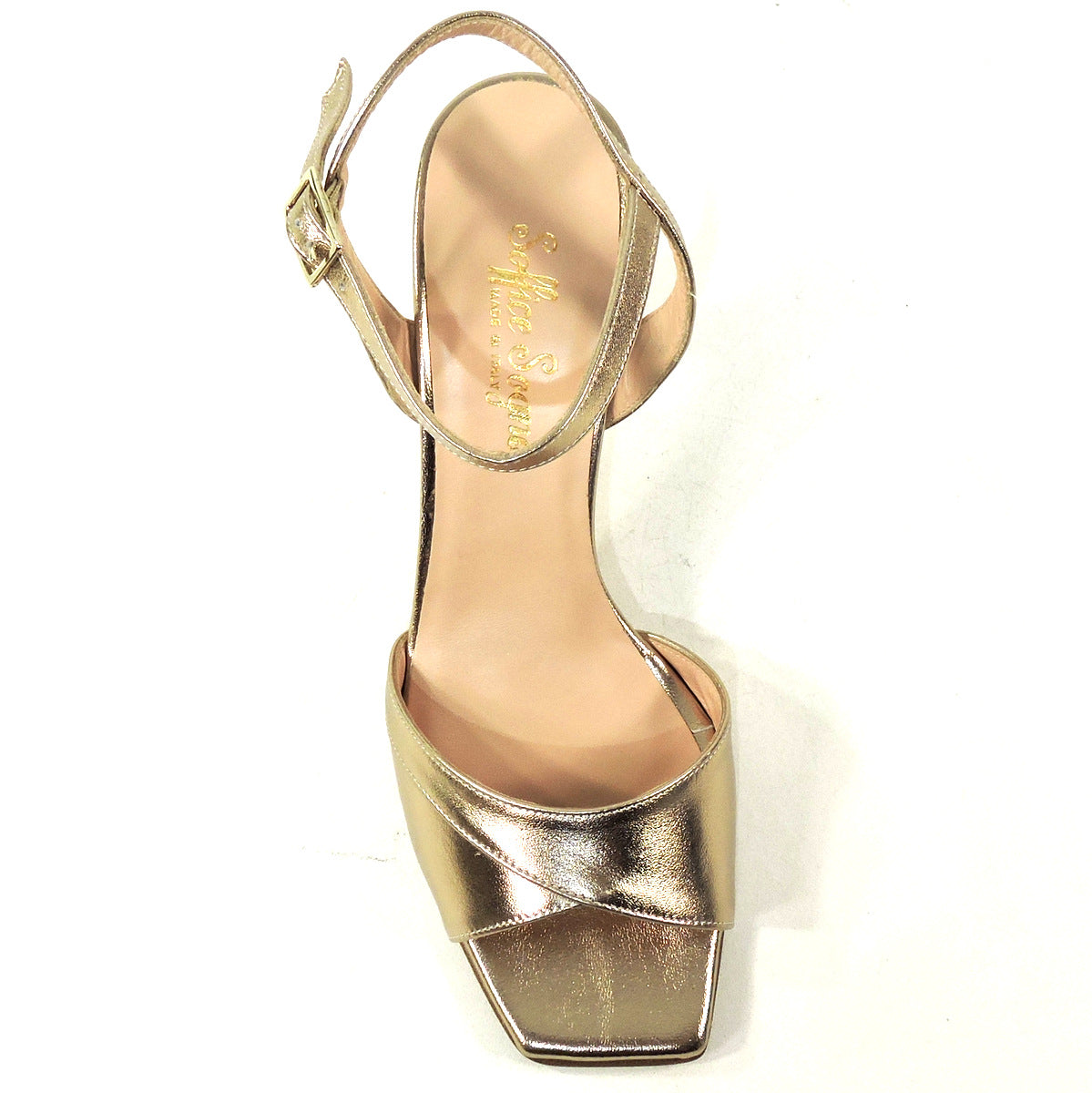 SOFFICE SOGNO 🇮🇹 WOMEN'S GOLD LEATHER HEELED SANDALS
