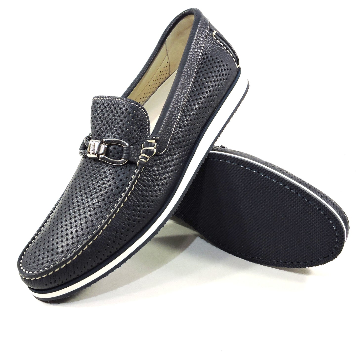 BALDININI 🇮🇹 MEN'S BLUE SOFT LEATHER COMFORT SUMMER LOAFERS