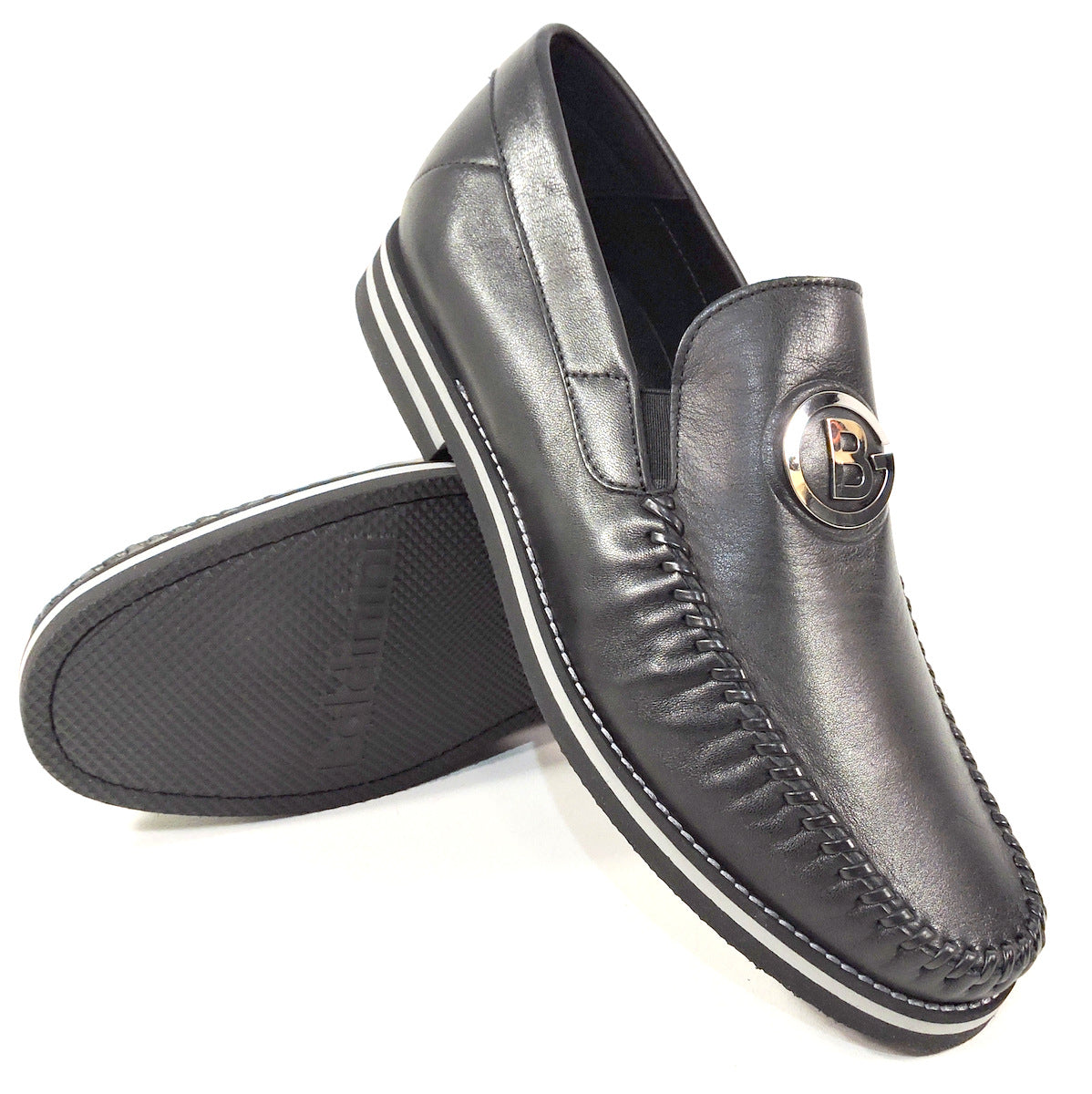 BALDININI 🇮🇹 MEN'S BLACK SOFT LEATHER COMFORT SUMMER LOAFERS