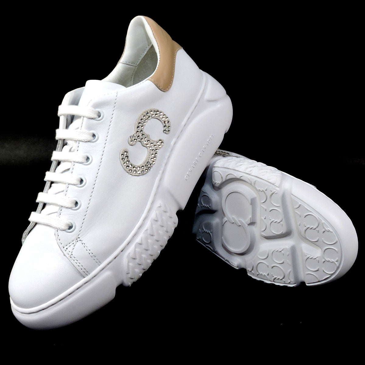 CASADEI 🇮🇹 WOMEN'S WHITE SOFT LEATHER COMFORT FASHION SNEAKERS
