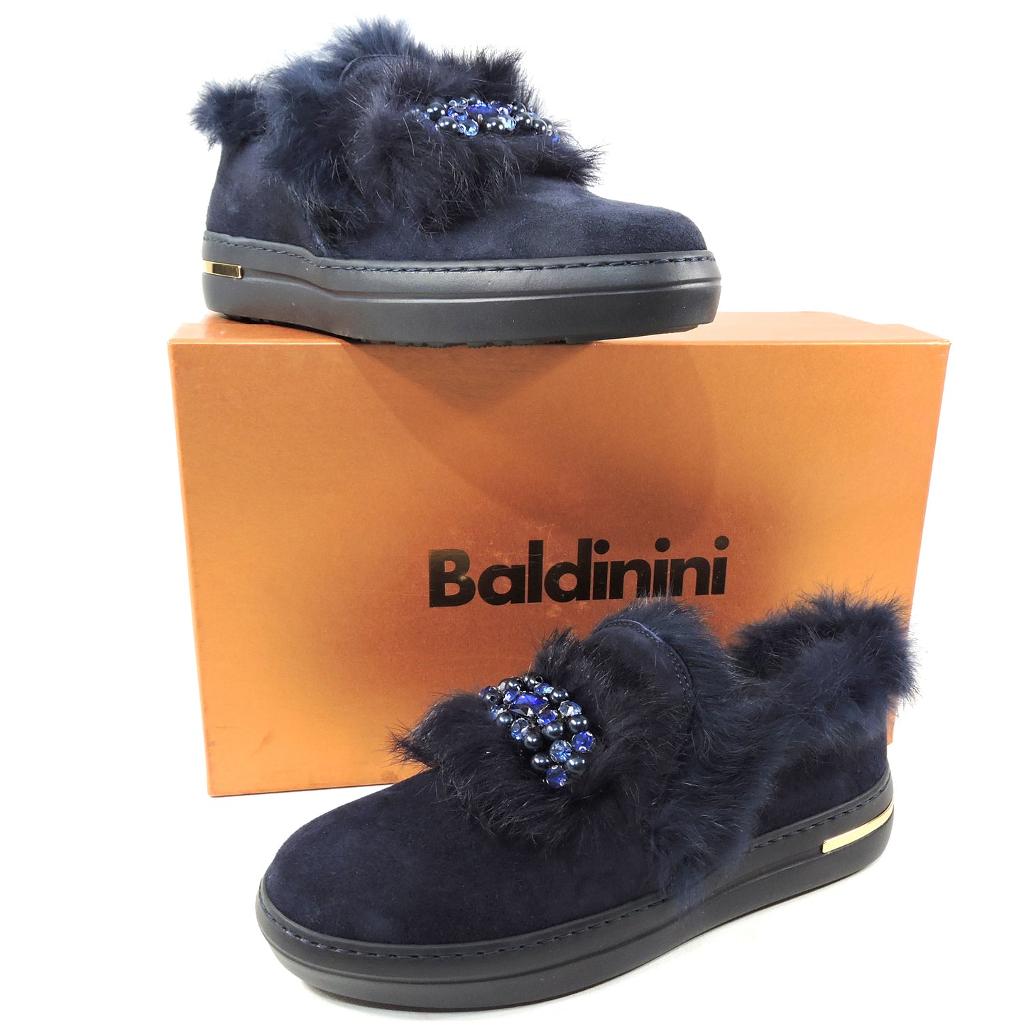 BALDININI 🇮🇹 WOMEN'S BLUE SUEDE COMFORT FLAT WINTER LOAFERS