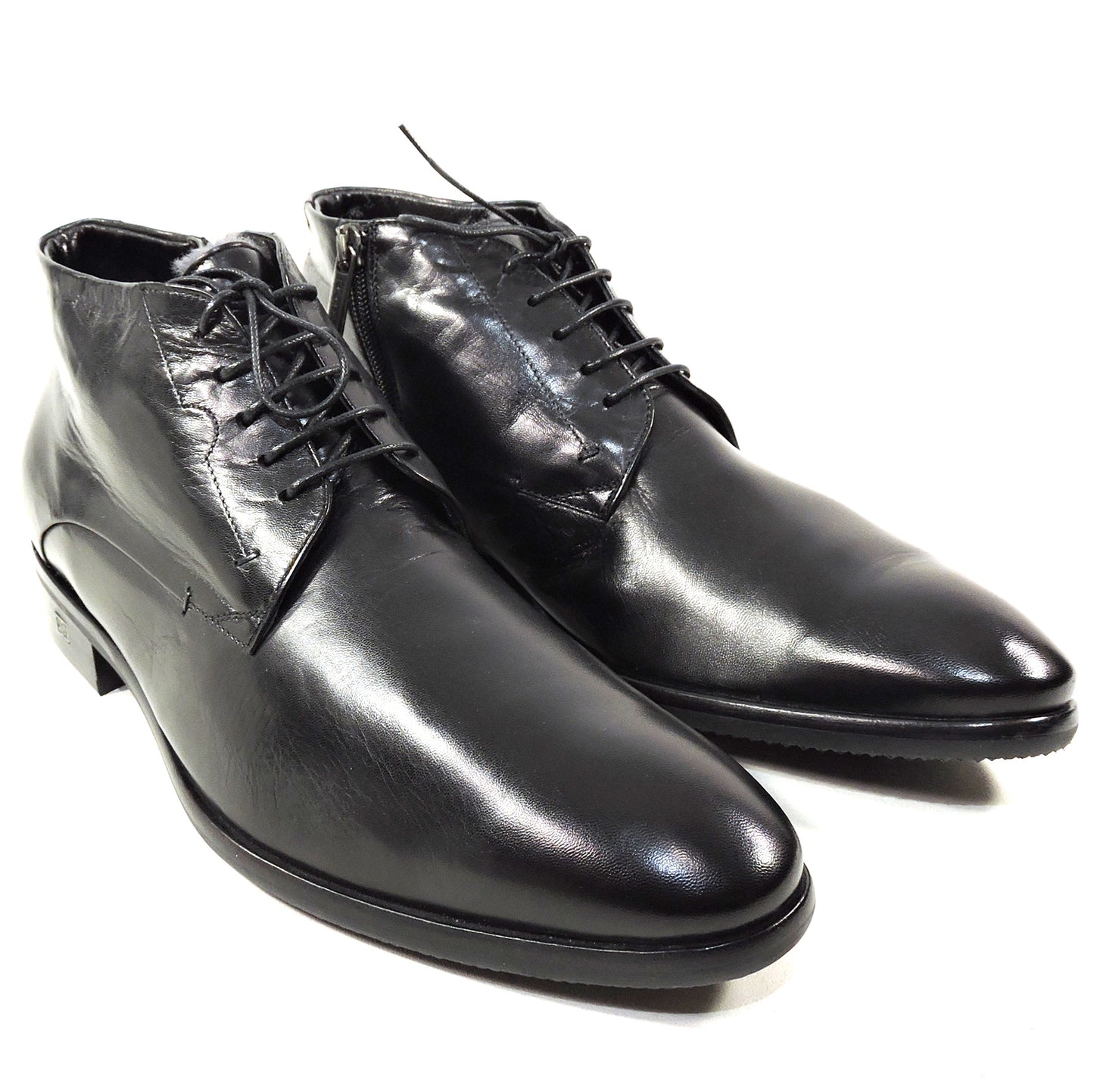 BALDININI ๐ฎ๐น MEN'S BLACK SOFT LEATHER COMFORT FUR LINING WINTER CHUKKA BOOTIE