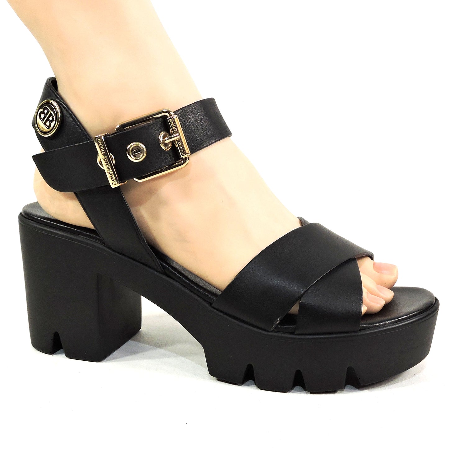 BALDININI 🇮🇹 WOMEN'S BLACK SOFT LEATHER COMFORT SUMMER PLATFORM SANDALS
